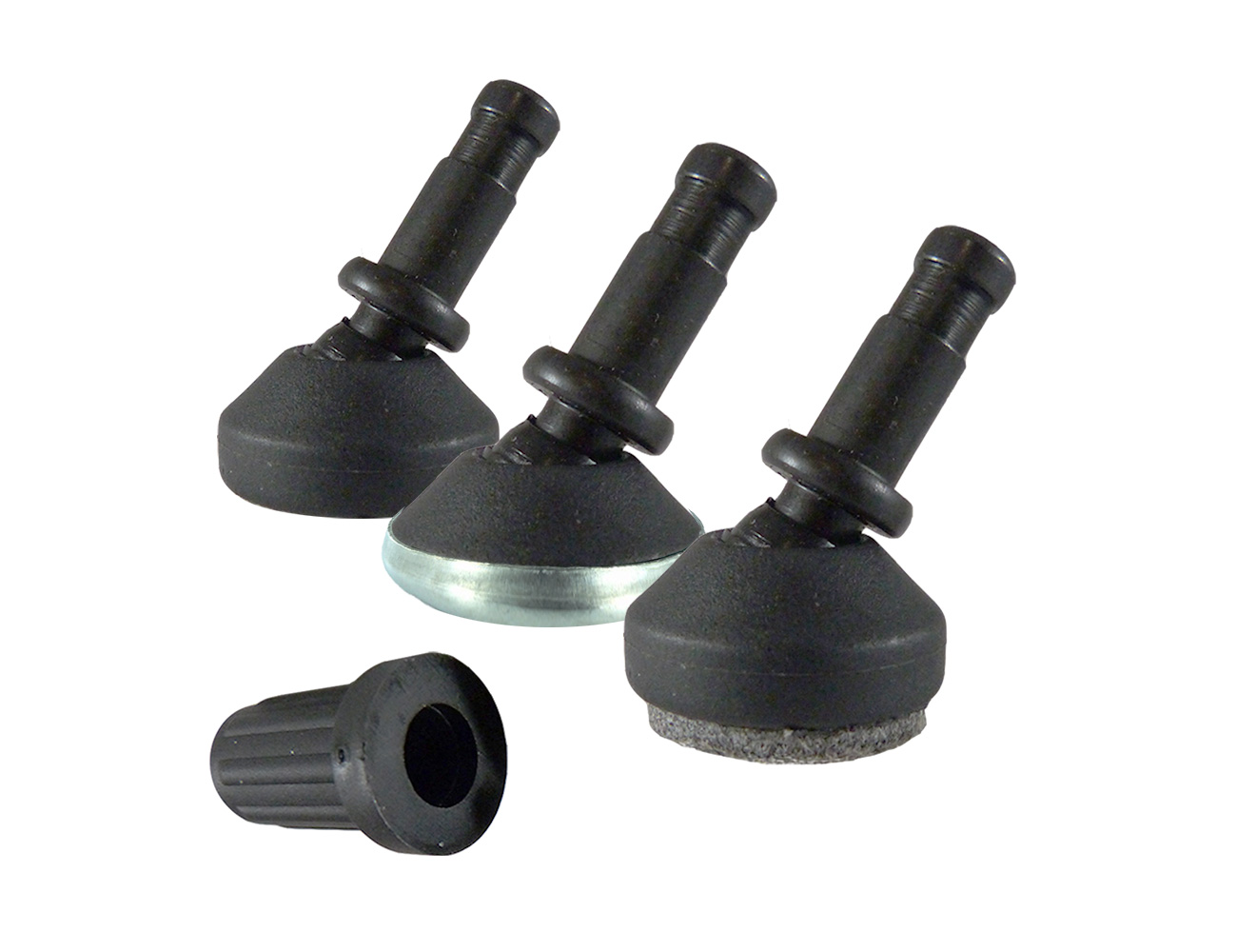 Tilt glides with stem and mounting bushes